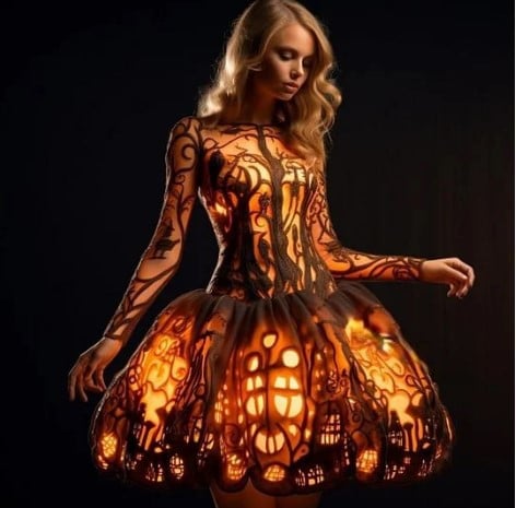 These stunning Halloween Silhouette Dresses Will Light Up Your Spooky Season!(Glow is a picture effect)