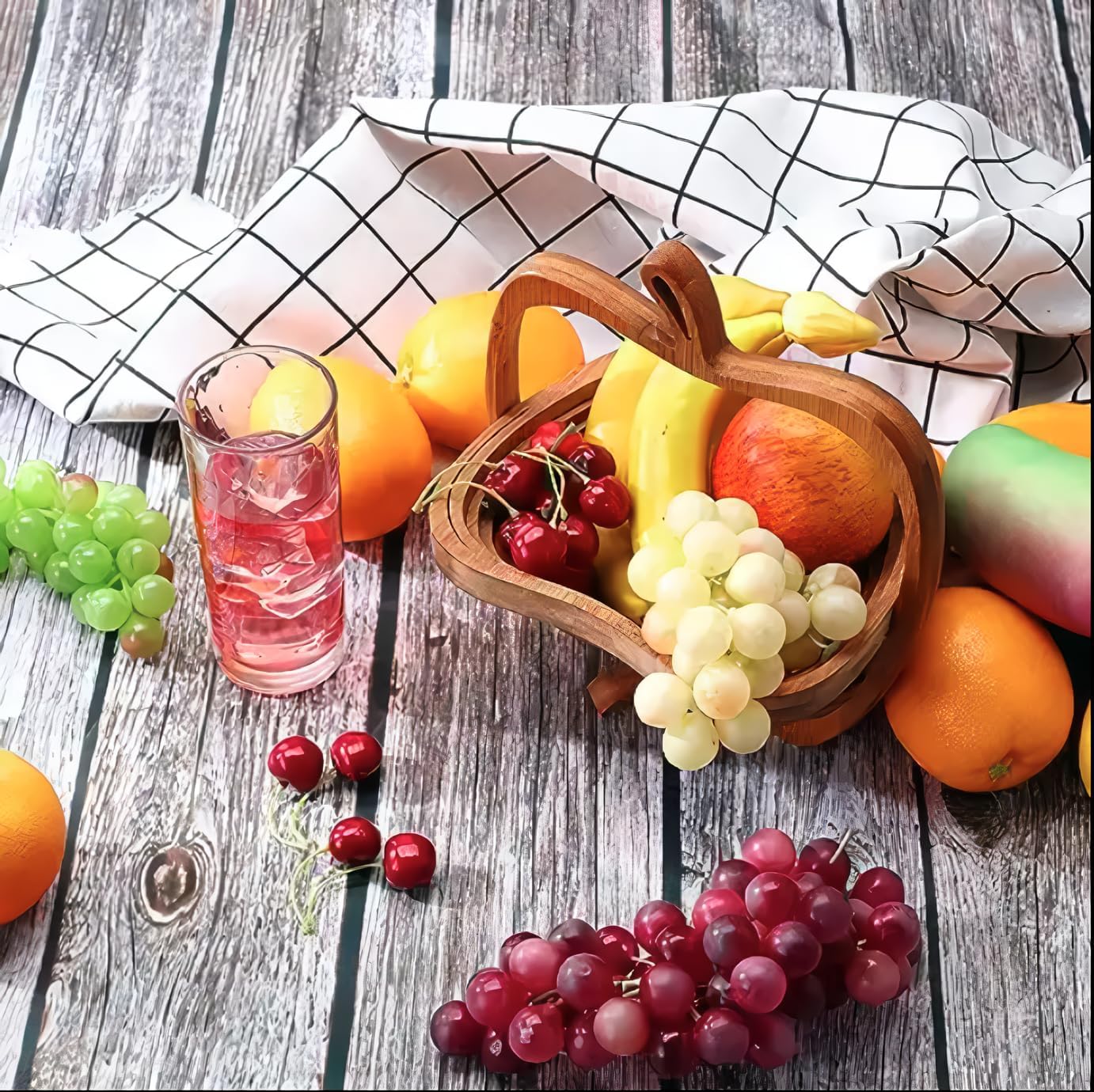 The Apple Shape Generic Elegant Folding Wooden Fruit Basket