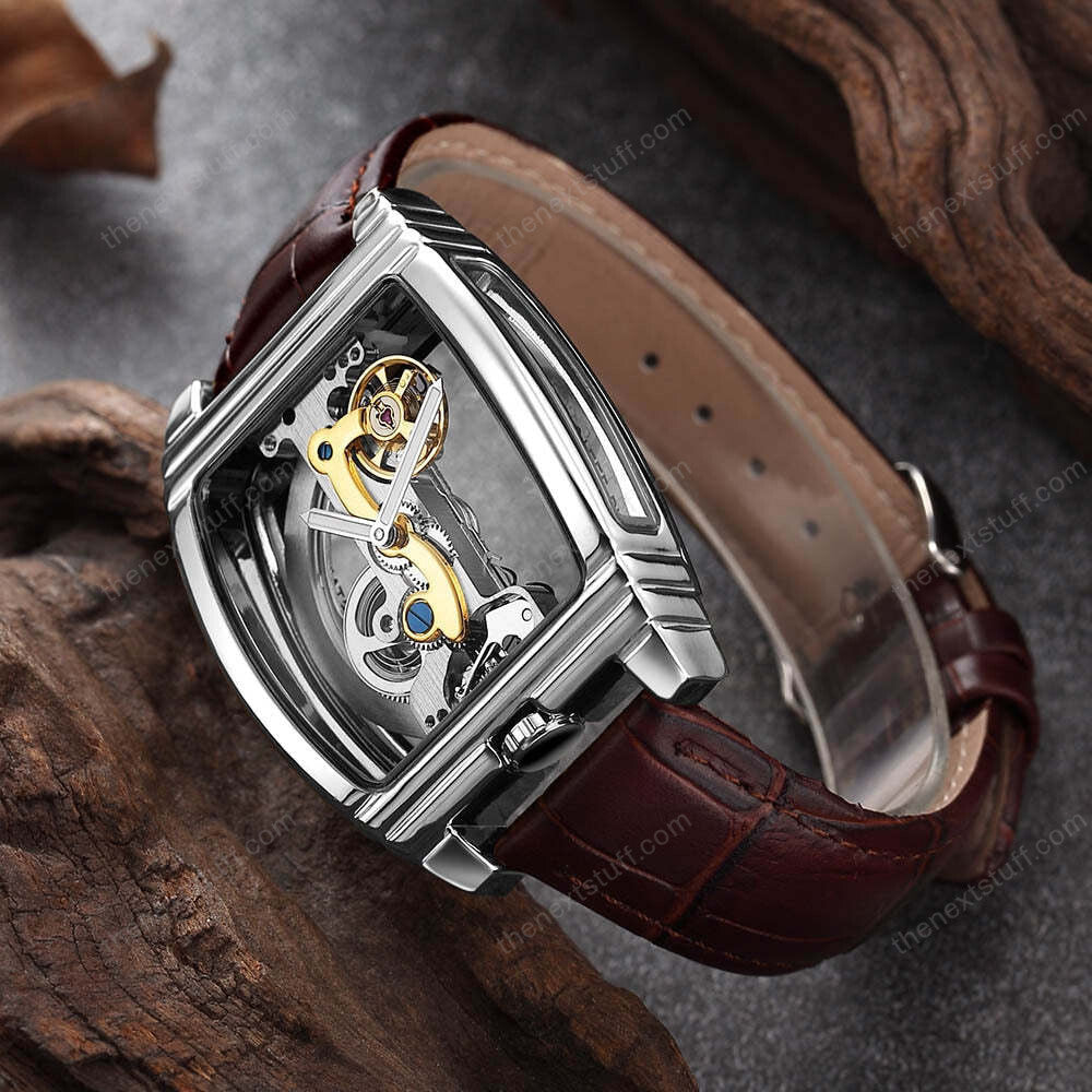 Transparent Automatic Mechanical Steampunk Skull Luxury Gear Watch