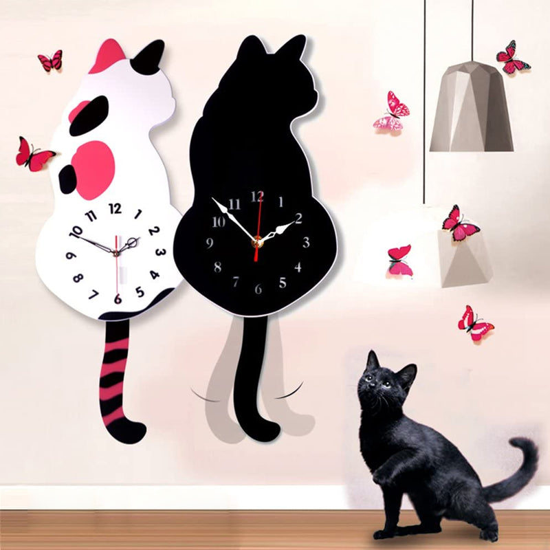 Nordic Cat Wagging Tail Wall Clock