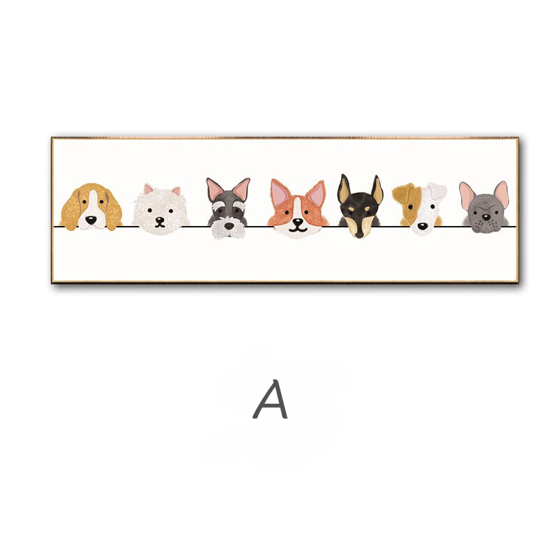 Cute Animal Cats and Dogs Art Canvas Poster for Wall