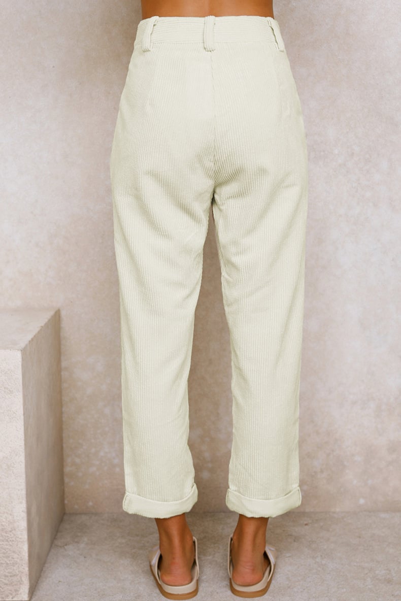 Mid Rise Button Zipper Side Pocket Corduroy Casual Pants (Buy 2 Free Shipping)