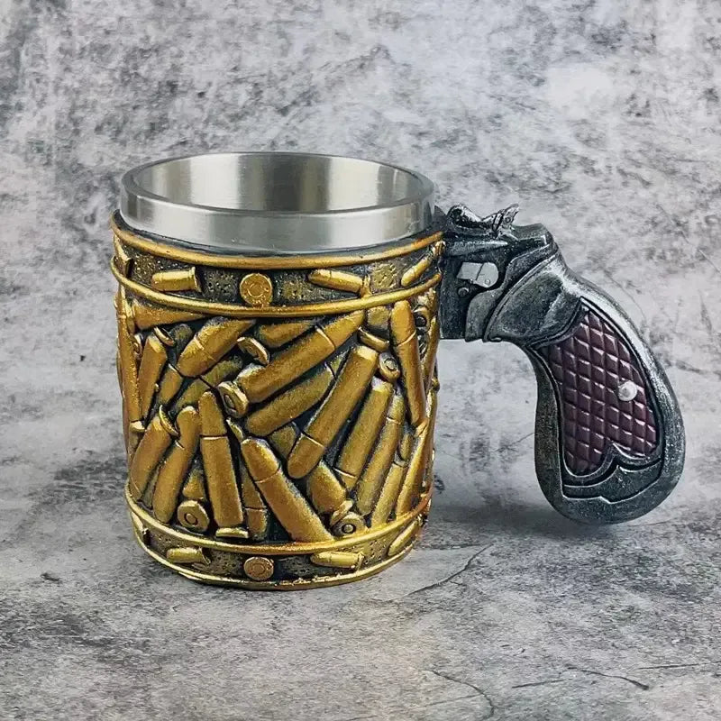 Stainless Steel Bullet Pattern Beer Mug