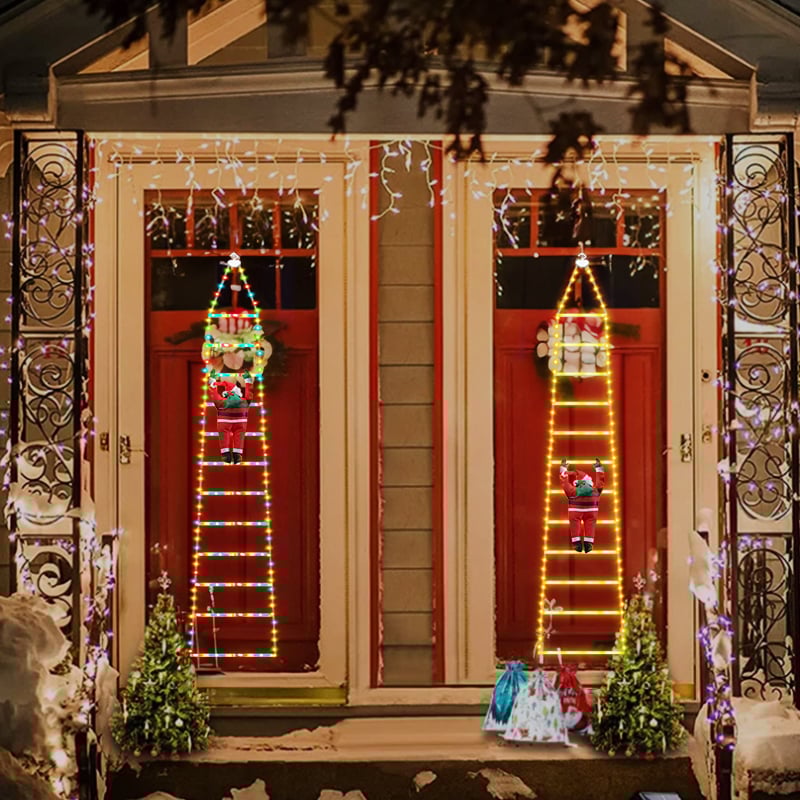 🎅🎄Christmas Decorative Ladder Lights with Climbing Santa Claus
