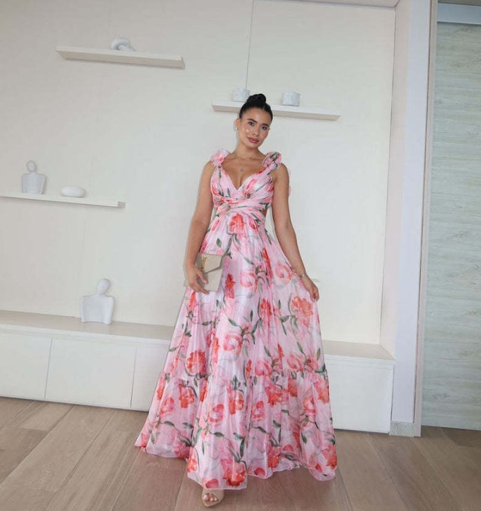 Beautiful floral silk composite dress