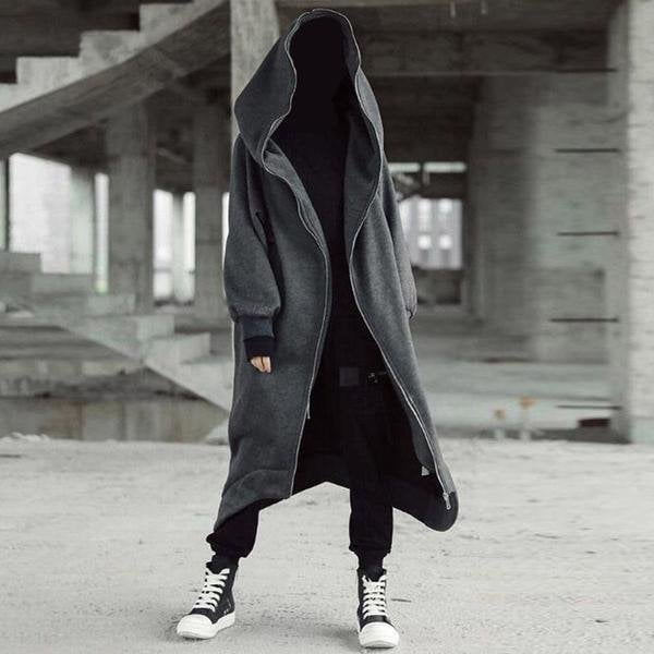 Unisex Long Sleeve Hooded Long Coat