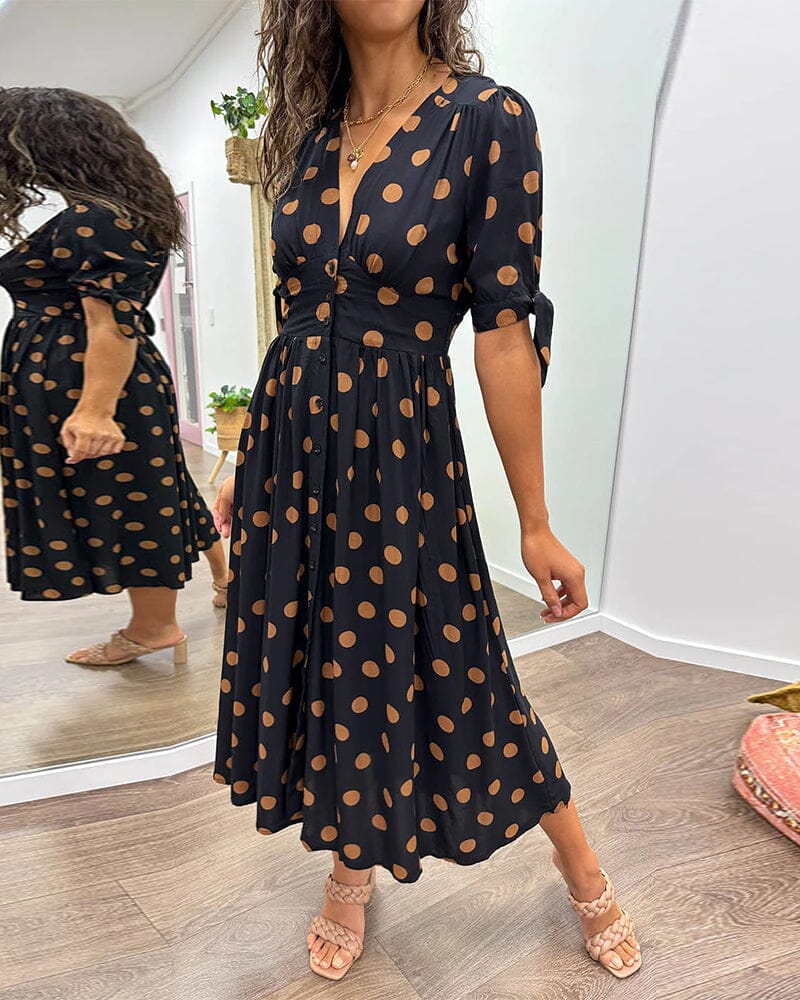 🔥🌷Last Day Promotion 48% OFF - 💃Deep V-neck polka-dot dress