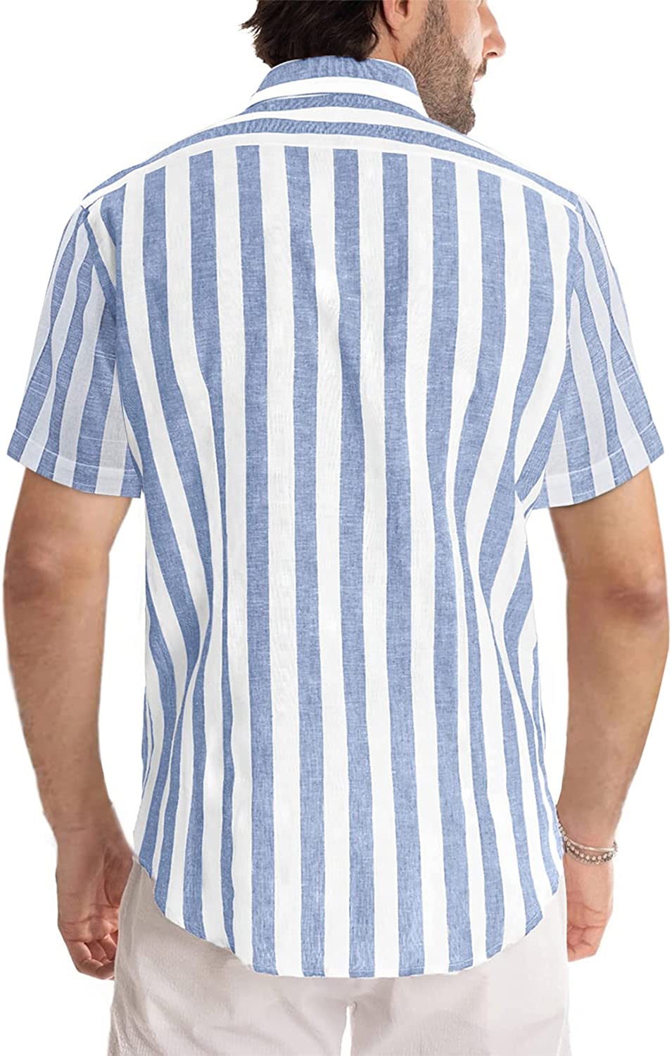 🔥Spring summer men's cotton linen striped button shirt-BUY 2 FREE SHIPPING