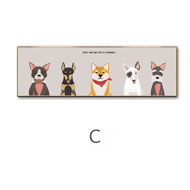 Cute Animal Cats and Dogs Art Canvas Poster for Wall