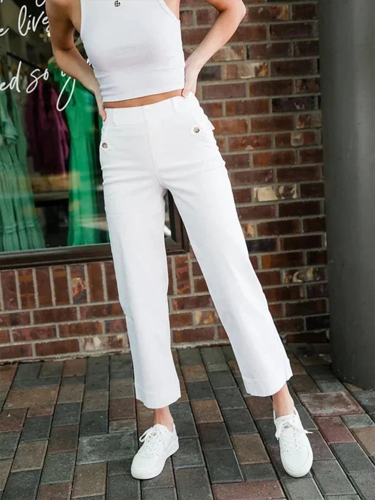 😍Last day! 💥Special sale -Tummy Control Twill Cropped Wide Leg Pant