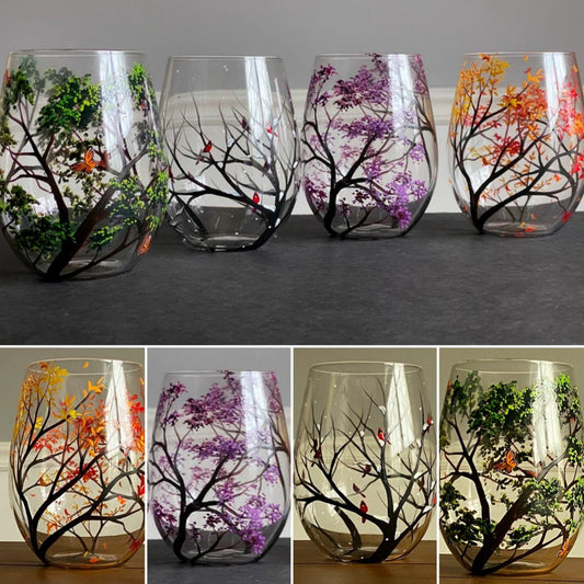 🔥HOT SALE NOW 49% OFF - Four Seasons Tree Wine Glasses - Hand Painted Art