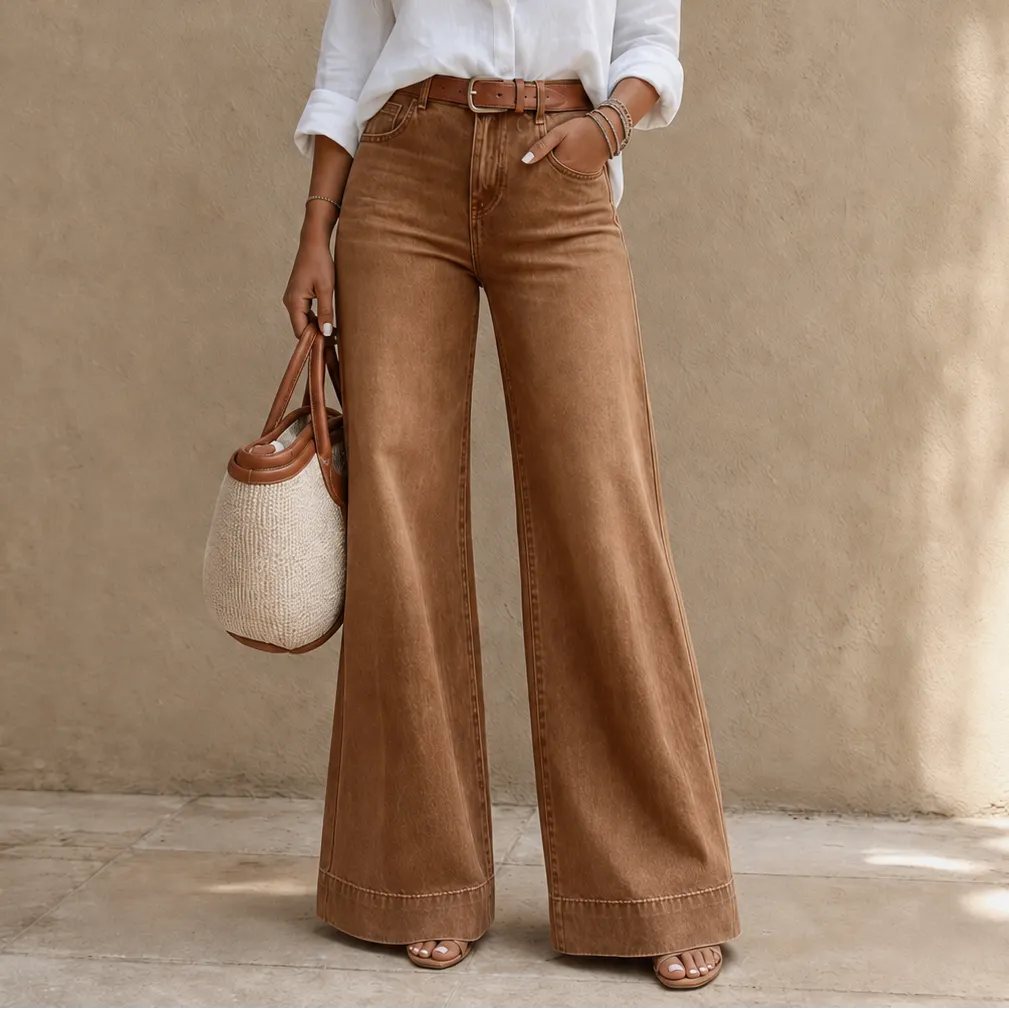 New Arrival: High-Waisted Wide-Leg Vintage-Wash Jeans