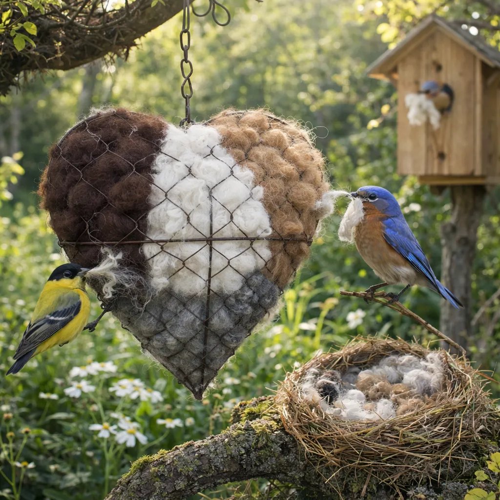 🕊️Handmade Alpaca Fiber Bird Nesting Heart 💕