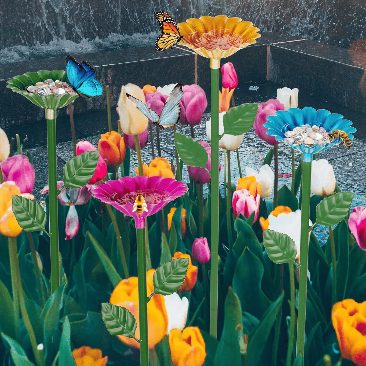 HOT SALE🐝🌷Bee and Butterfly Water Feeder with Flower Design
