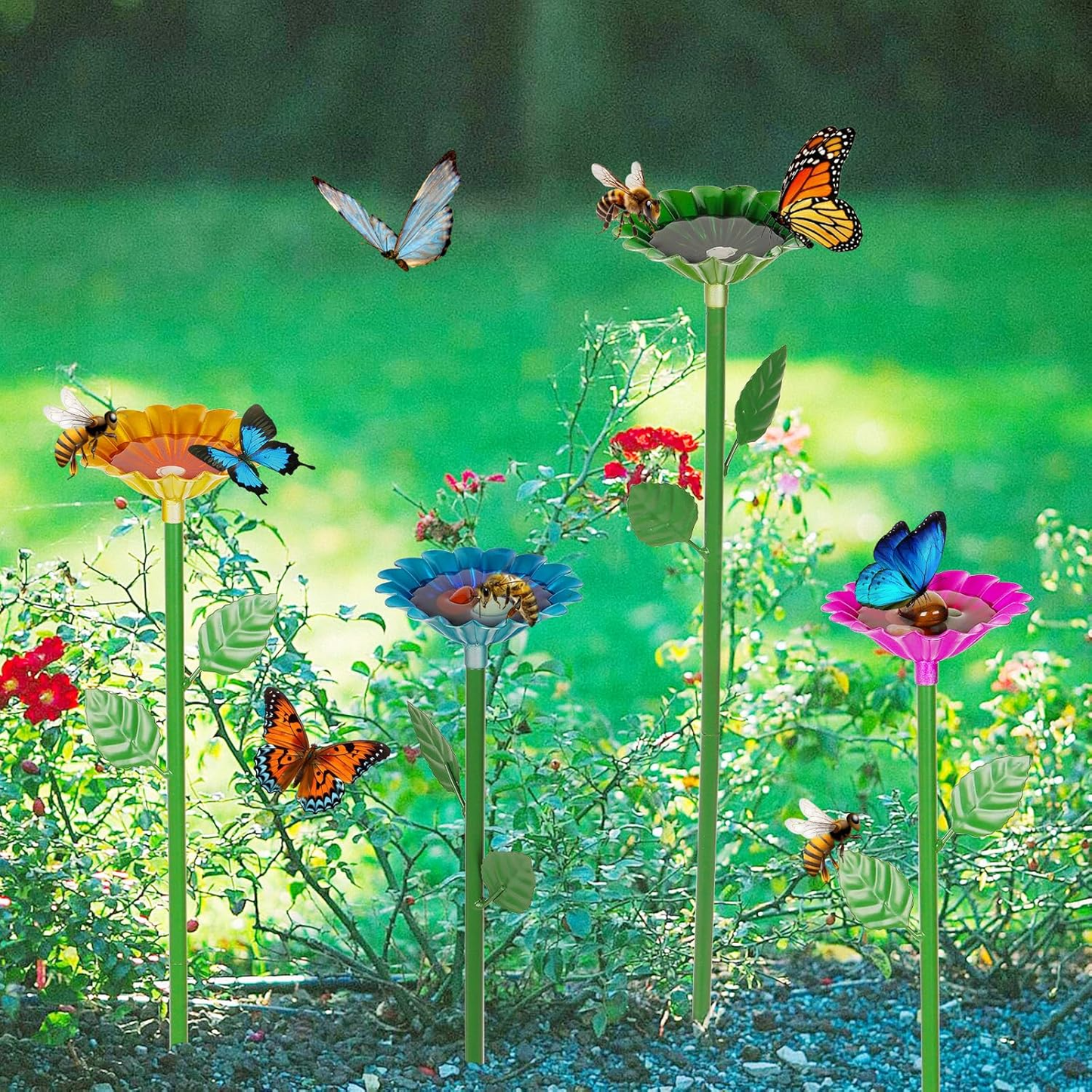 HOT SALE🐝🌷Bee and Butterfly Water Feeder with Flower Design