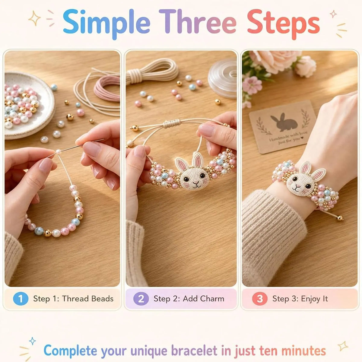 🐰🐙 DIY Animal-Themed Beaded Bracelet Making Kit – A Creative DIY Set for Beginners
