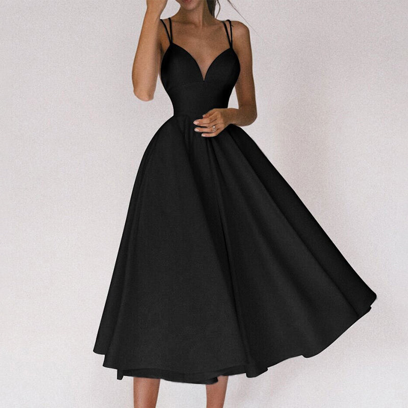 Elegant Strappy V-neck Dress