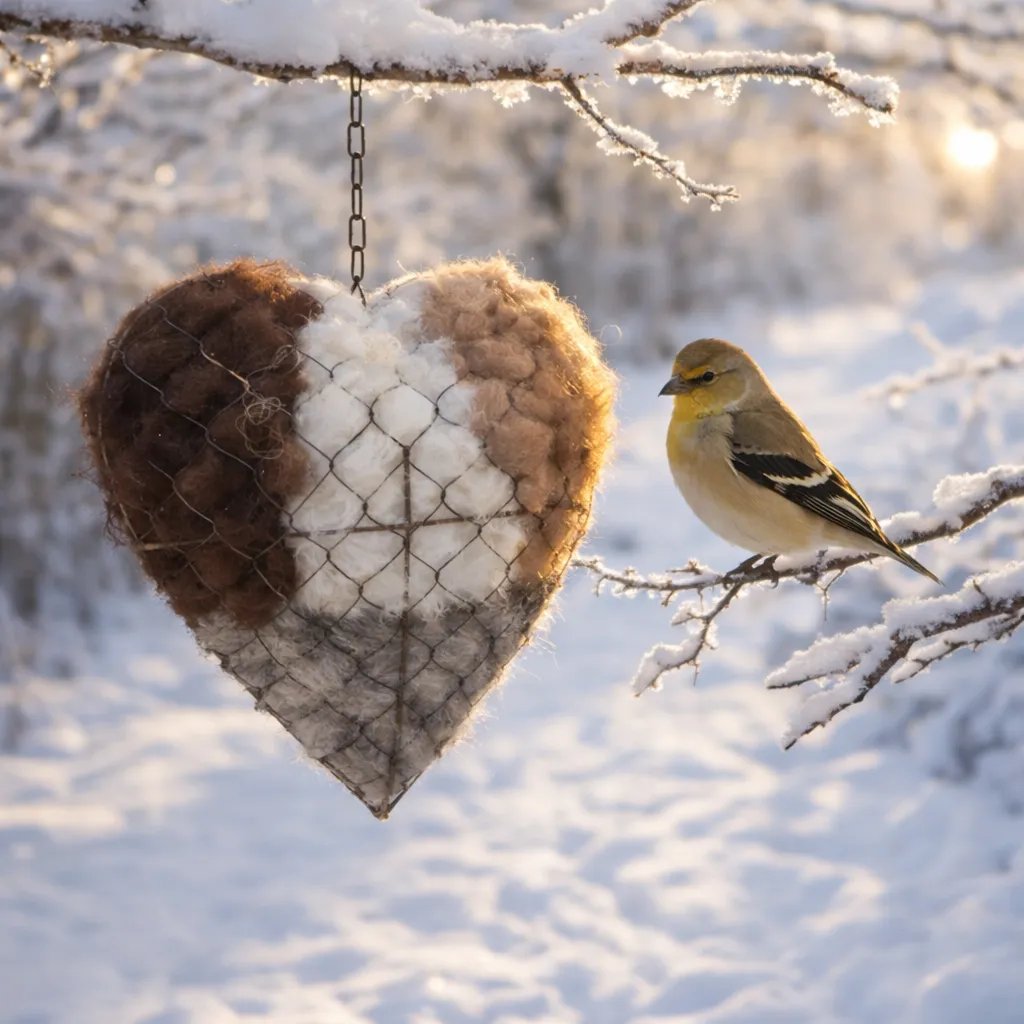🕊️Handmade Alpaca Fiber Bird Nesting Heart 💕