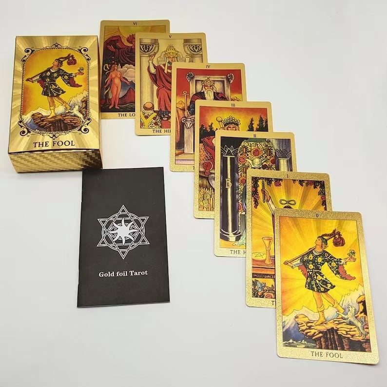 🔥Explore the Mystical World of Tarot Gold Foil Tarot (Buy 2 Free Shipping)