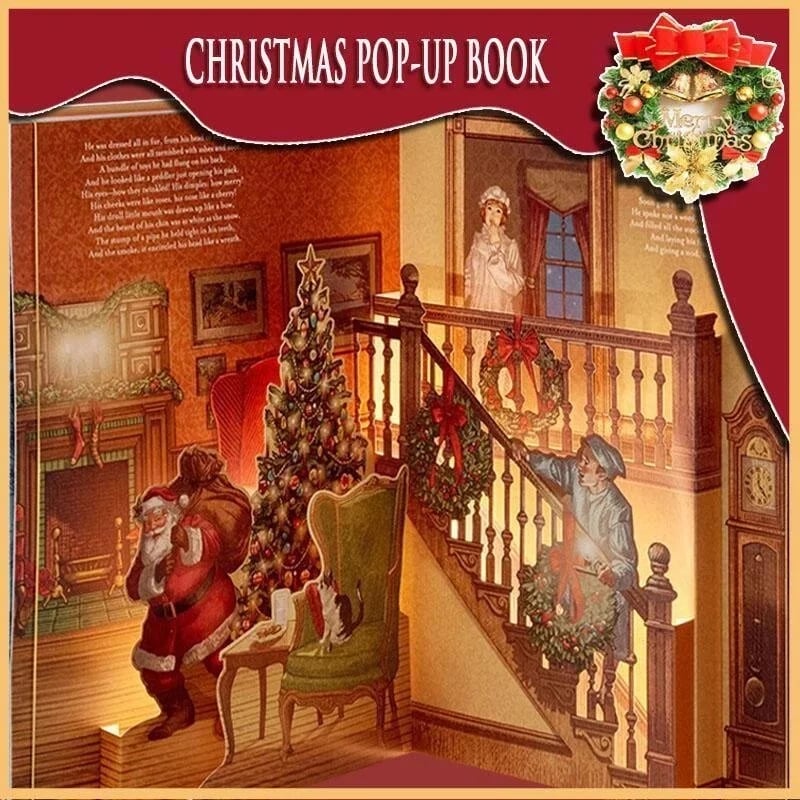 🎁2024 Best Christmas Gifts For Kids-Night Before Christmas Pop-Up Book(Light & Sound)