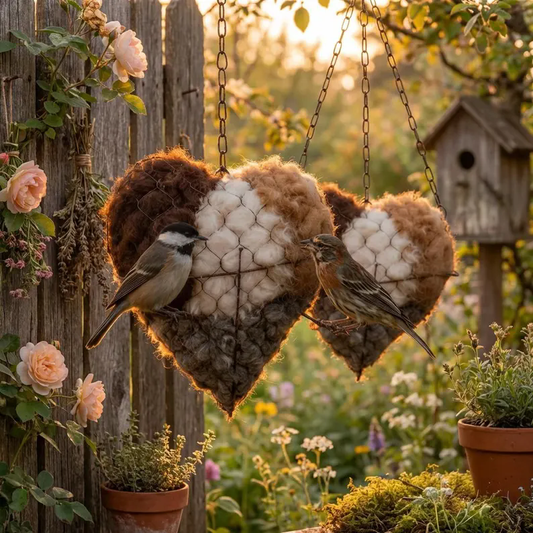 🕊️Handmade Alpaca Fiber Bird Nesting Heart 💕