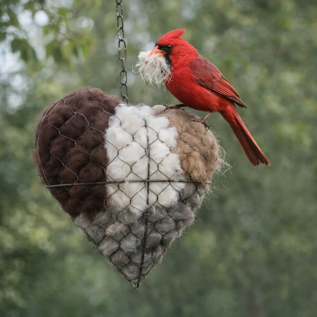 🕊️Handmade Alpaca Fiber Bird Nesting Heart 💕