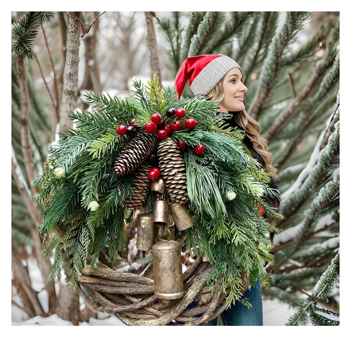 🔥Early Christmas Sale🍭 Farmhouse Christmas Wreath, Boho Wreath, Holiday Wreath