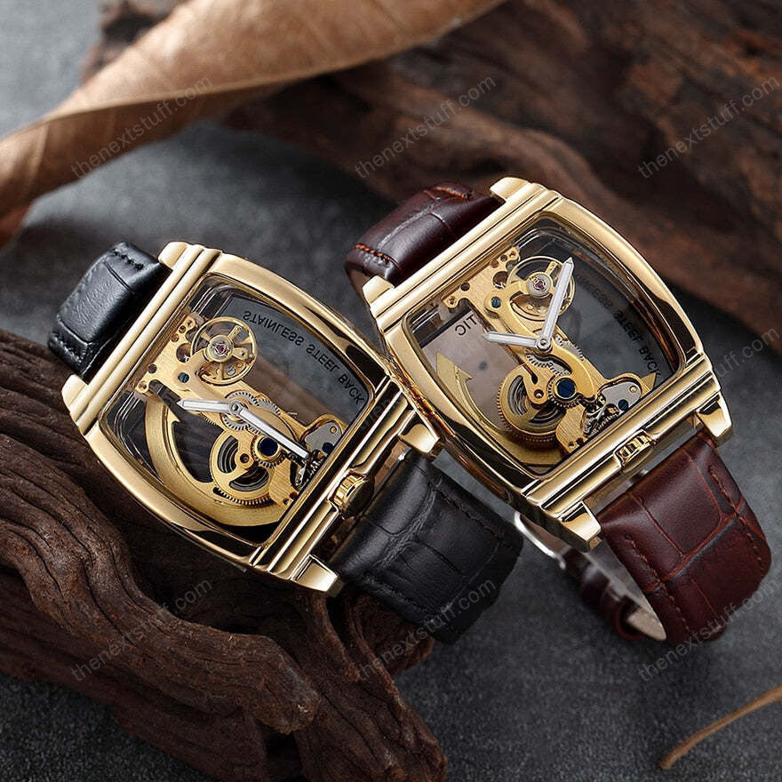 Transparent Automatic Mechanical Steampunk Skull Luxury Gear Watch