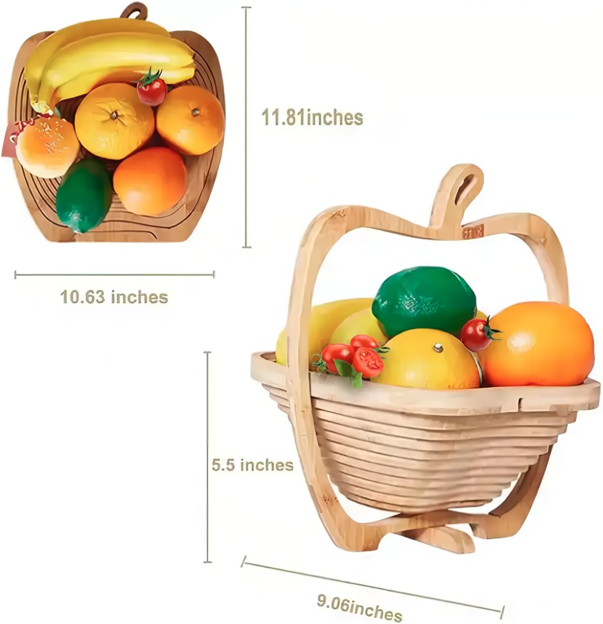The Apple Shape Generic Elegant Folding Wooden Fruit Basket