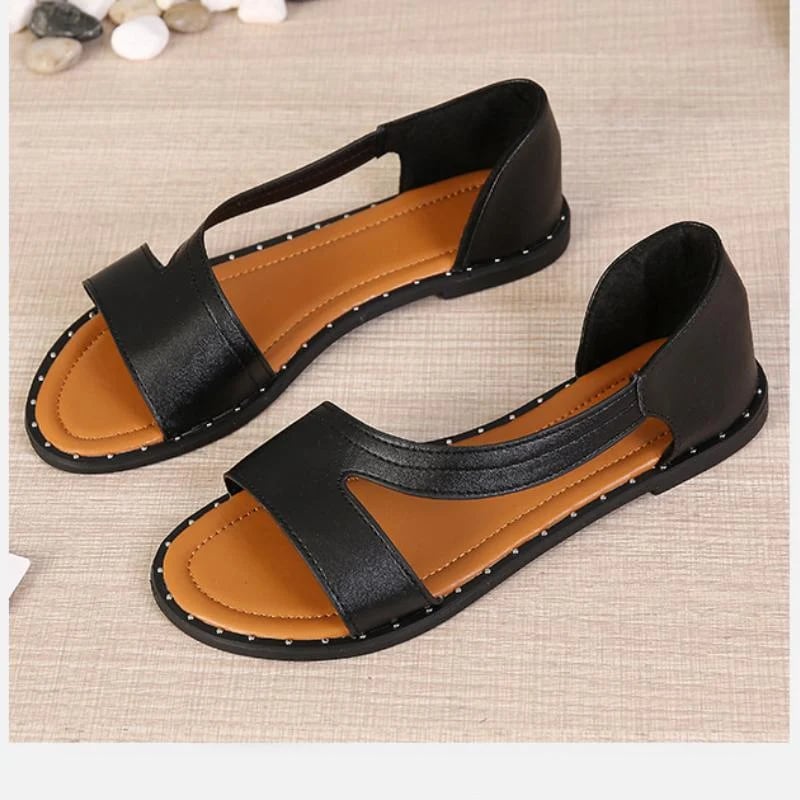 (Big Sale💥)Fish-mouth Rivet Open Toe Flat Sandals