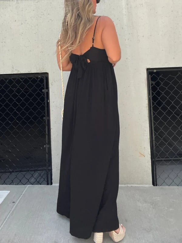 🔥V-Neck Effortless Wide Leg Jumpsuit