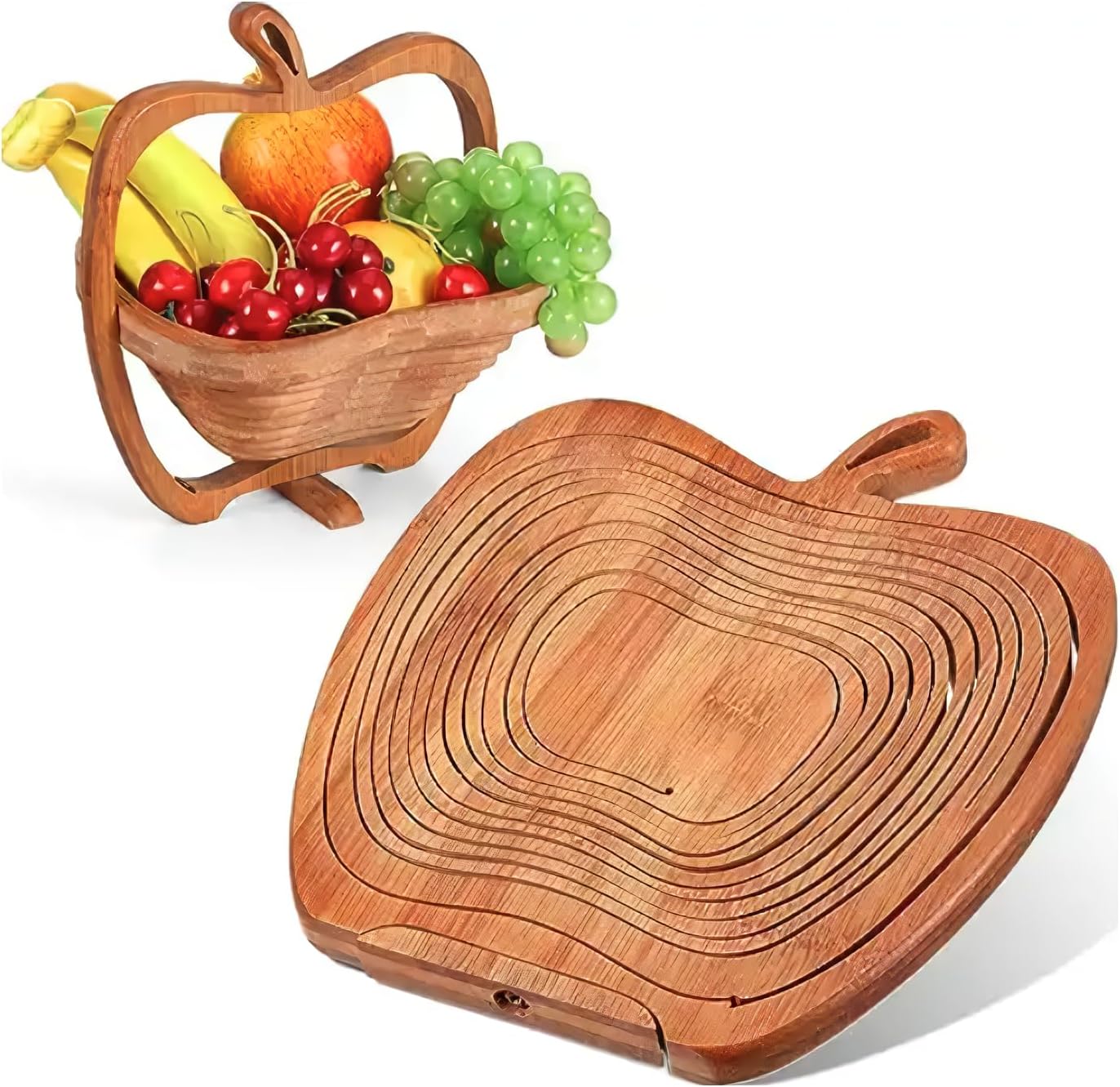 The Apple Shape Generic Elegant Folding Wooden Fruit Basket