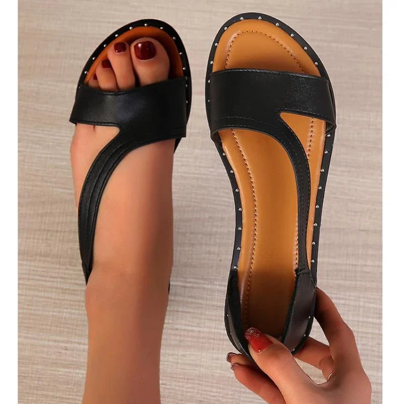 (Big Sale💥)Fish-mouth Rivet Open Toe Flat Sandals