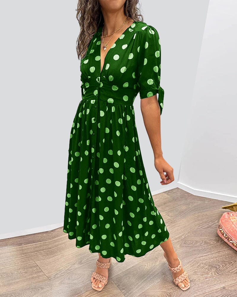 🔥🌷Last Day Promotion 48% OFF - 💃Deep V-neck polka-dot dress