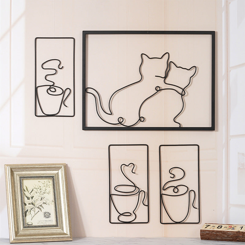 Cat Coffee Cup - Metal Wall Art for Living Room