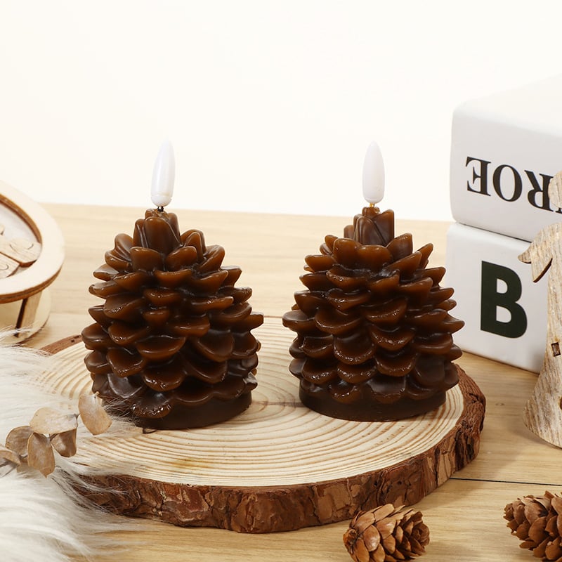 🎅Last Day 49% Off🔥Flameless Pinecone Candles Battery Operated with 6 Hour Timer