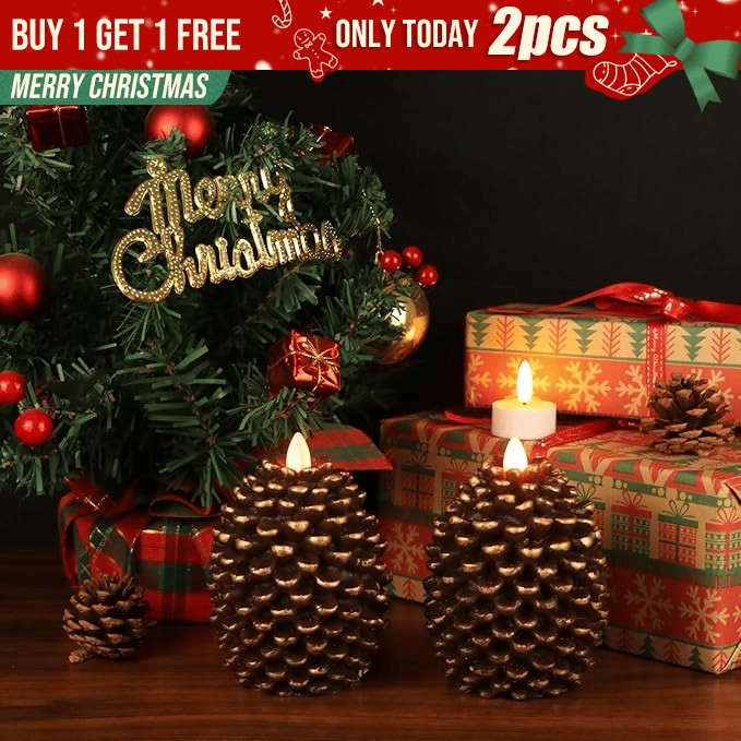 🎅Last Day 49% Off🔥Flameless Pinecone Candles Battery Operated with 6 Hour Timer