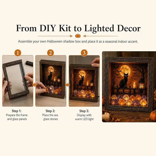 💡DIY 3D Light-Up Halloween Shadow Box Kit🎃