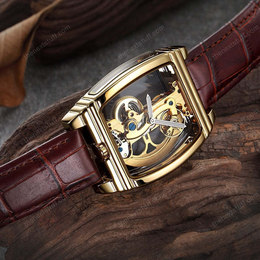 Transparent Automatic Mechanical Steampunk Skull Luxury Gear Watch