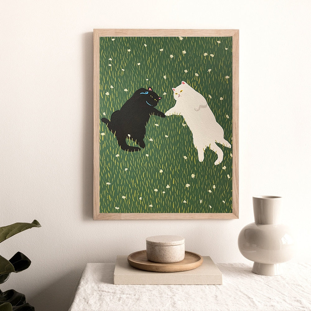 Lovers Cat Canvas Painting