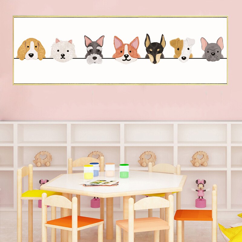 Cute Animal Cats and Dogs Art Canvas Poster for Wall