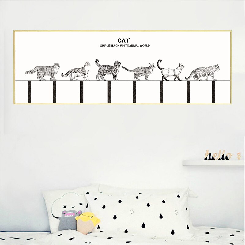 Cute Animal Cats and Dogs Art Canvas Poster for Wall