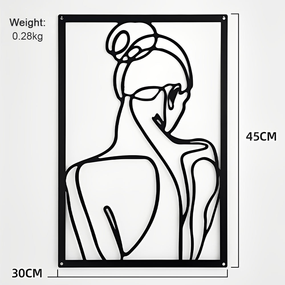 Abstract Woman Lines Metal Wall Art version 004