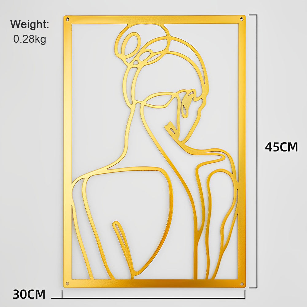 Abstract Woman Lines Metal Wall Art version 004