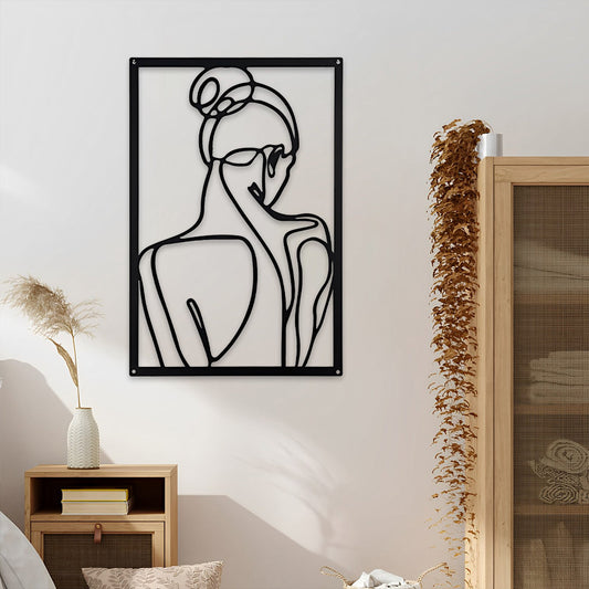 Abstract Woman Lines Metal Wall Art version 004