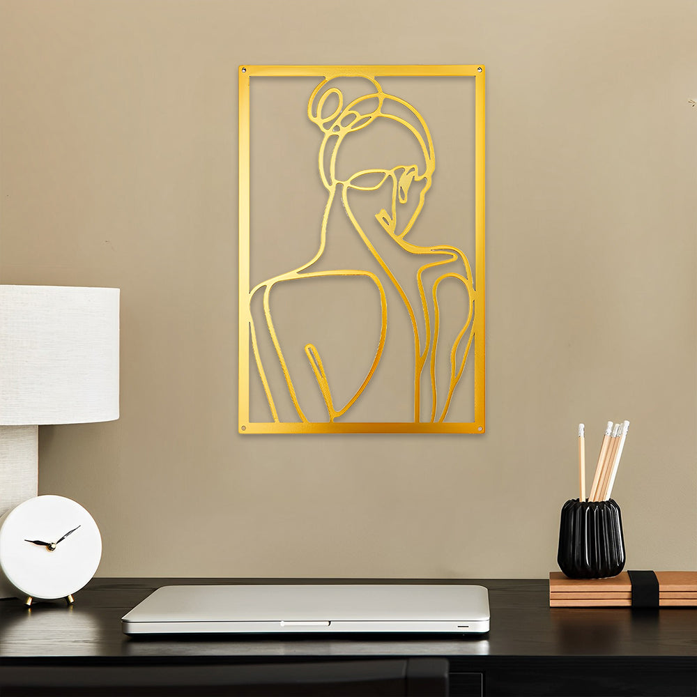 Abstract Woman Lines Metal Wall Art version 004