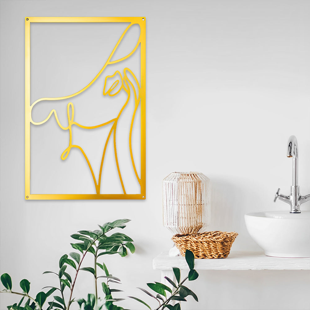 Abstract Woman Lines Metal Wall Art version 007