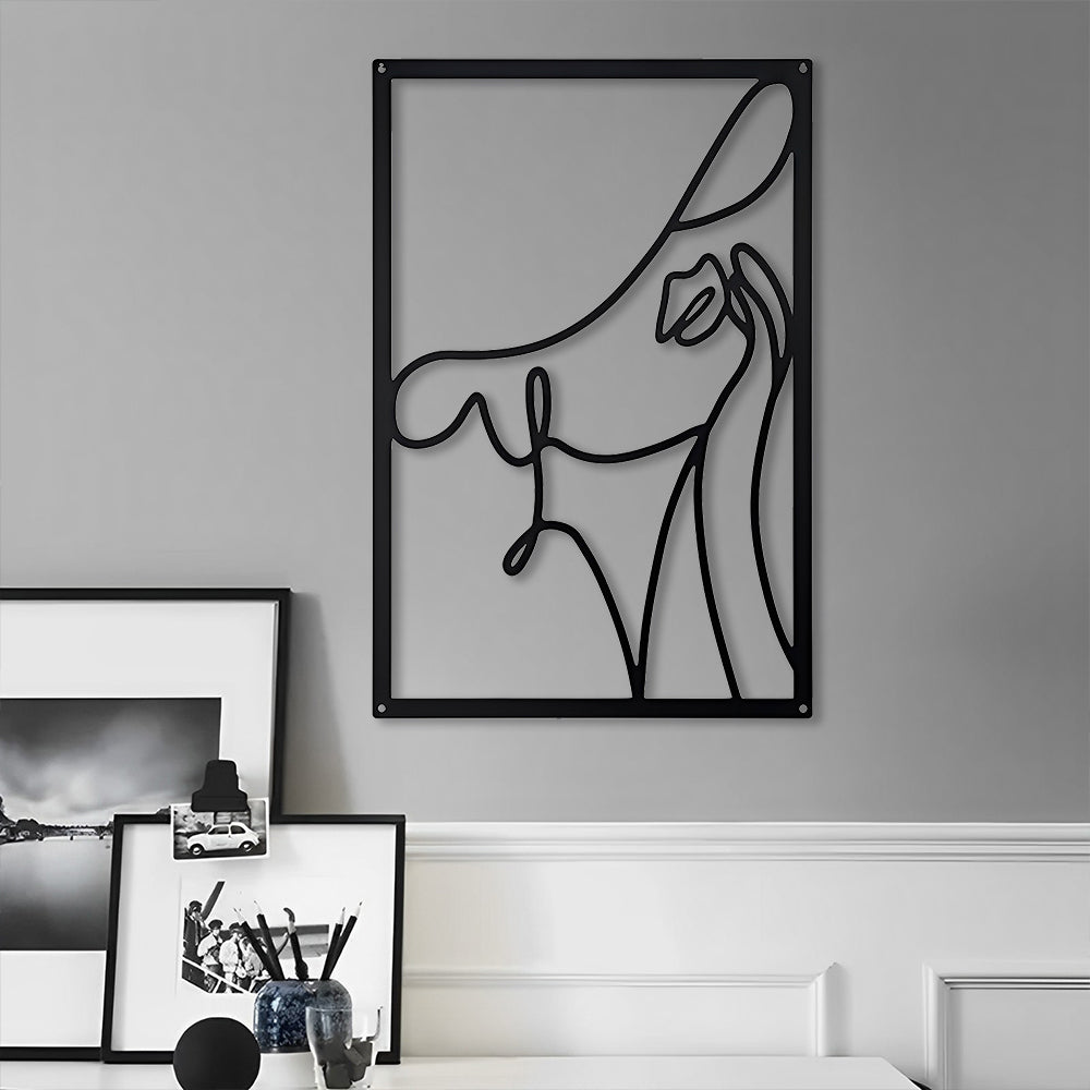 Abstract Woman Lines Metal Wall Art version 007