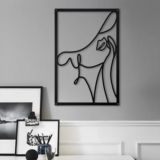 Abstract Woman Lines Metal Wall Art version 007