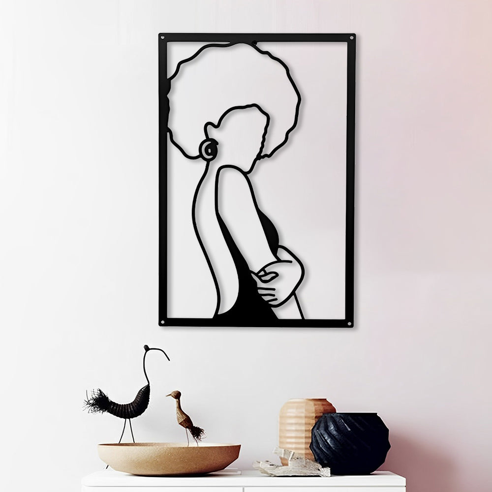 Abstract Woman Lines Metal Wall Art version 009